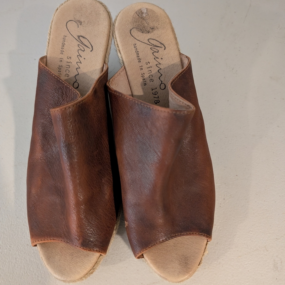 Gaimo Brown Leather Wedges for Women
